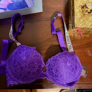 NWOT VS Lace Purple Push up Bra, beaded straps